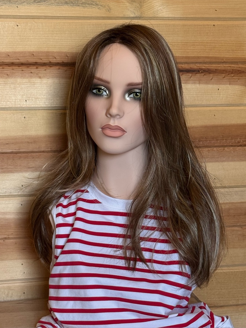 Sleek Long Layered Brown Wig with Natural Highlights
